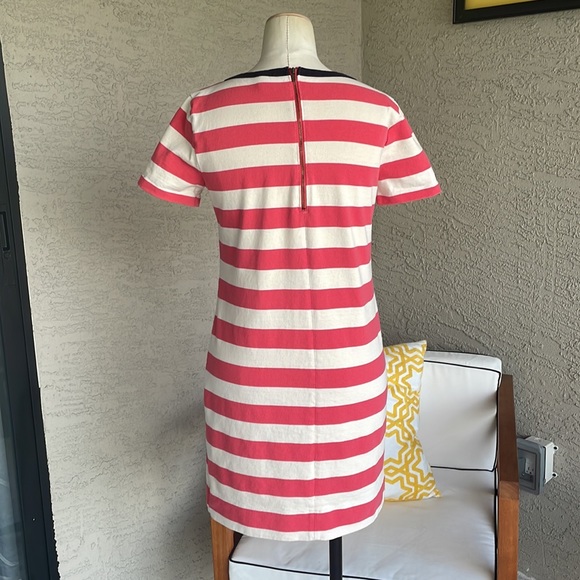 J. CREW Rugby Stripe Shirt Dress Size Small Cream Pink Stripes 100% Cotton - Picture 7 of 11